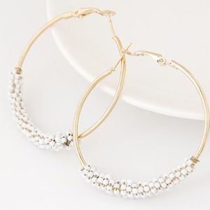 RAVEN | Gold Beaded Hoops Earrings